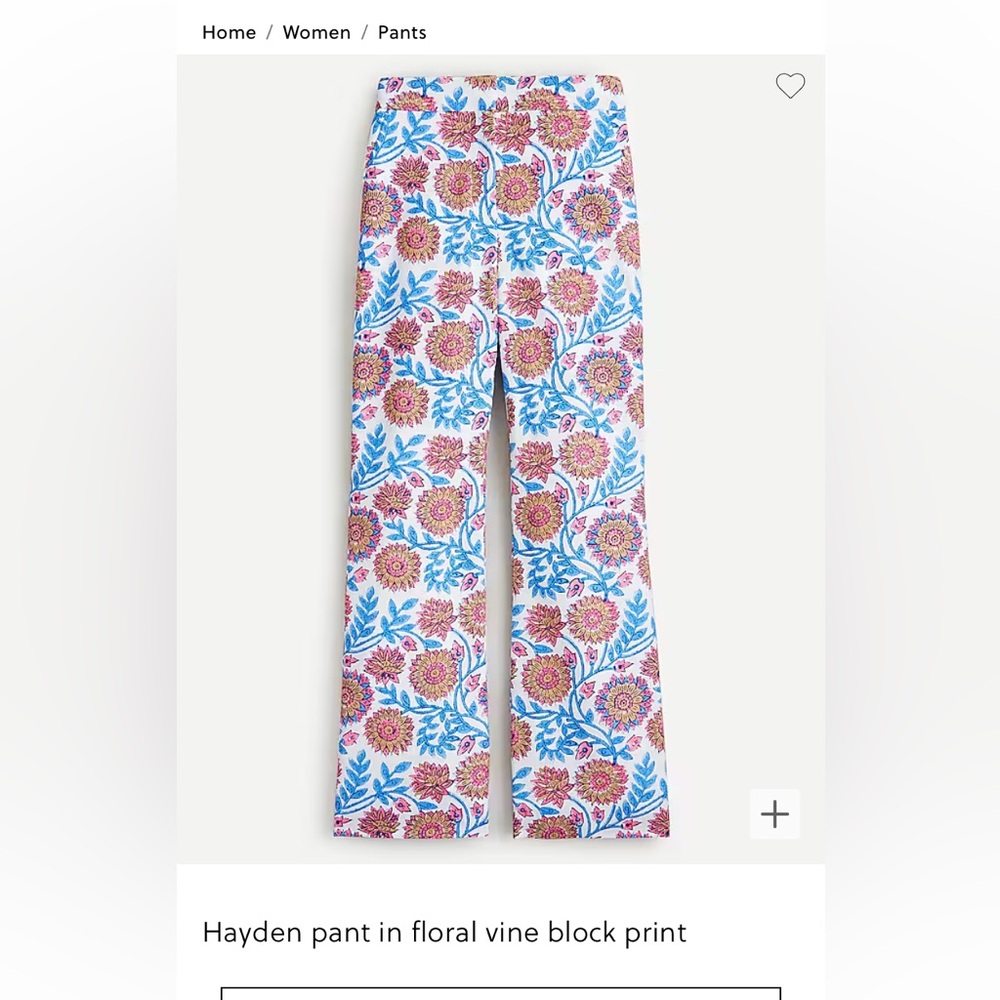 J Crew Hayden pant block print